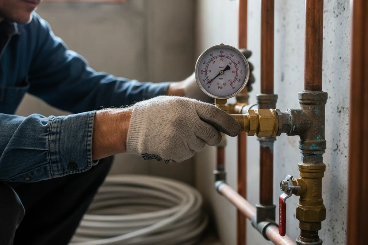 Pressure testing a repaired line during Water Line Repair in Aquashicola